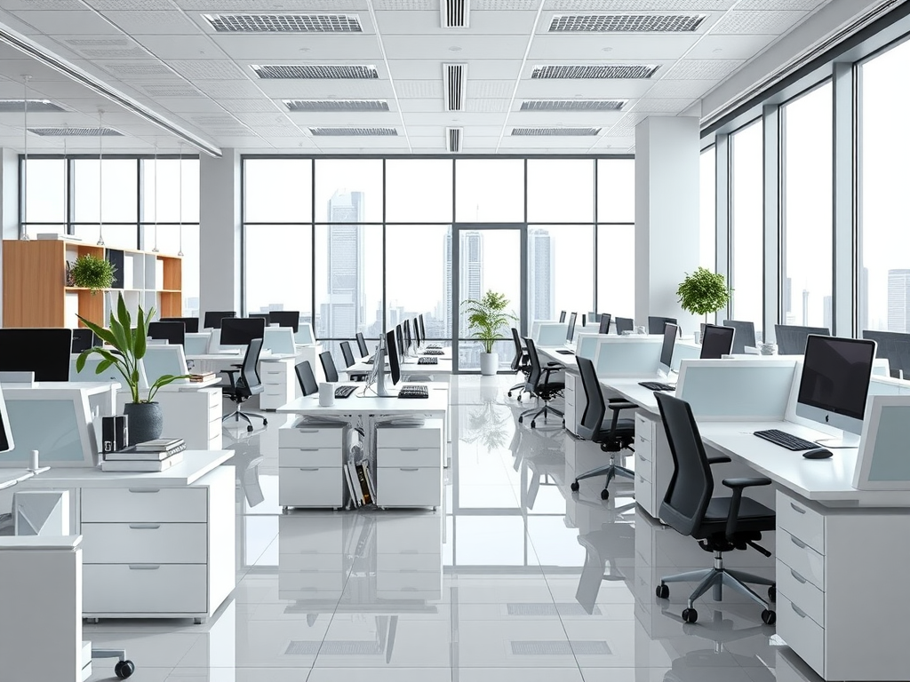 Oficina comercial limpia y ordenada